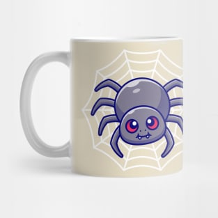 Cute Spider With Net Cartoon Mug